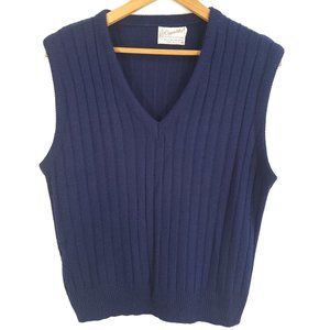 Vintage Clipper Mist Sweater Vest Men's Med Sleeveless Navy Grandpa Grunge Geek